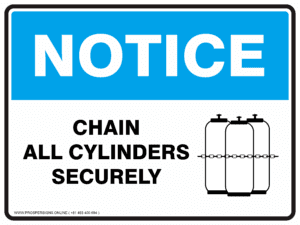 Notice Sign - CHAIN ALL CYLINDERS SECURELY WITH PICTOGRAM