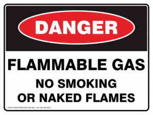 Danger Sign - FLAMMABLE GAS NO SMOKING OR NAKED FLAMES