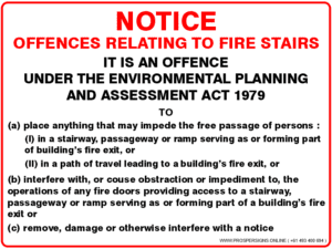 Fire Safety Signs - NOTICE OFFENCES RELATING TO FIRE STAIRS